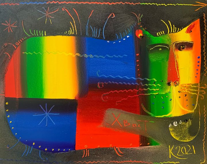 제목이 "Kandinsky cat"인 미술작품 Филипп Казак로, 원작, 기름