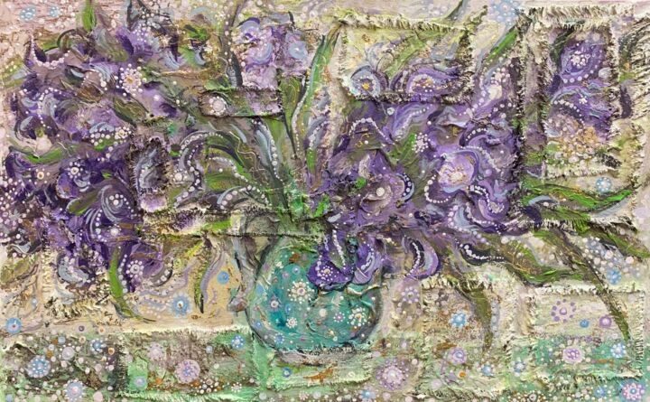 Pintura titulada "irises for Van Gogh" por Filipp Kazak, Obra de arte original, Acrílico
