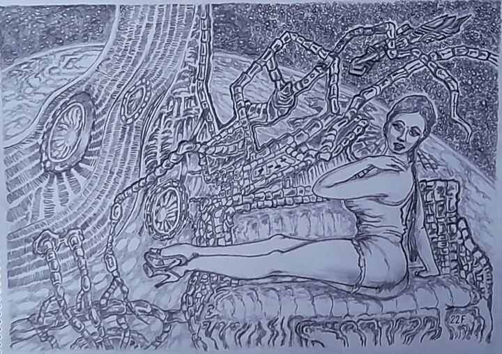 Dessin intitulée "В Дальнем Космосе." par Victor Filippsky, Œuvre d'art originale, Crayon