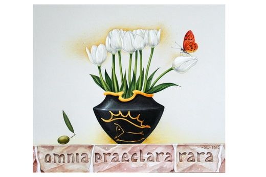Painting titled "Omnia praeclara rara" by Igor Lysenko, Original Artwork, Oil