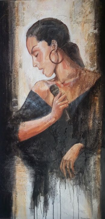 Painting titled ""Saudade" Singer" by Filomena Campos, Original Artwork, Acrylic
