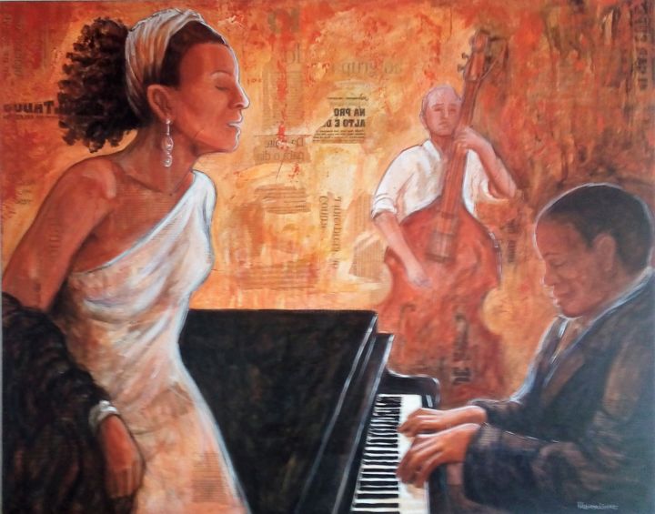Pintura intitulada "Piano Music" por Filomena Campos, Obras de arte originais, Acrílico
