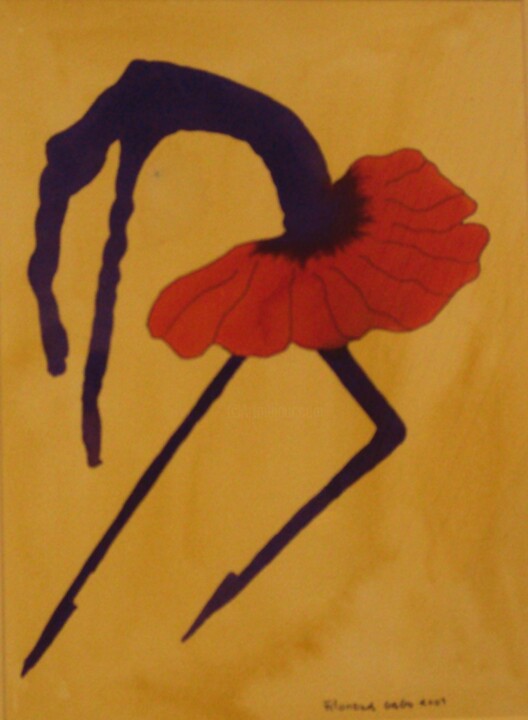 Pintura intitulada "Bailarina Flor" por Filomena Gago Da Silva, Obras de arte originais, Aquarela Montado em Armação em made…