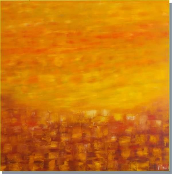 Painting titled "SUNSET" by Fin, Original Artwork, Oil