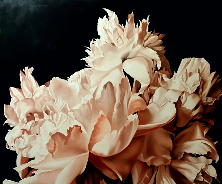 「BROWN FLOWER」というタイトルの絵画 Luigi Maria De Rubeisによって, オリジナルのアートワーク, アクリル