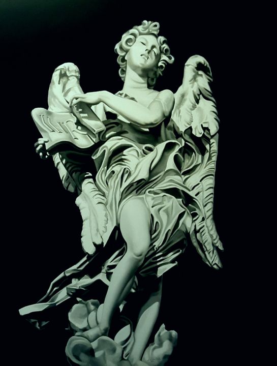 Schilderij getiteld "ANGEL" door Luigi Maria De Rubeis, Origineel Kunstwerk, Olie