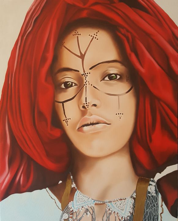 Painting titled "YOUNG TUAREG WOMAN" by Luigi Maria De Rubeis, Original Artwork, Oil