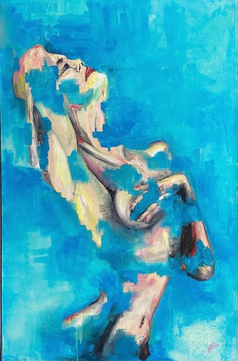 Картина под названием "Woman I" - Alena Finogenova, Подлинное произведение искусства, Масло