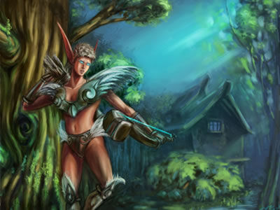 Digital Arts titled "Night Elf Archer" by Norther, Original Artwork