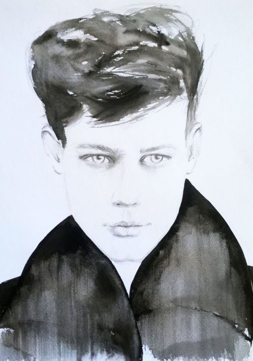 Drawing titled "Asher" by Fiona Maclean, Original Artwork, Watercolor