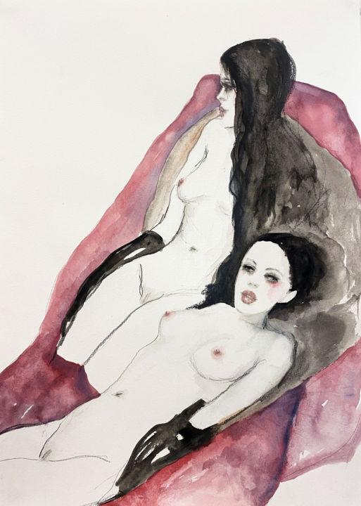 Peinture intitulée "Homage to Egon Schi…" par Fiona Maclean, Œuvre d'art originale, Gouache