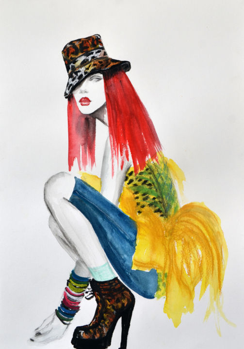 Pittura intitolato "Daria" da Fiona Maclean, Opera d'arte originale, Gouache