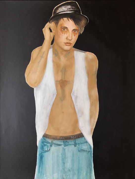 Painting titled "The Model" by Fiona Maclean, Original Artwork, Oil
