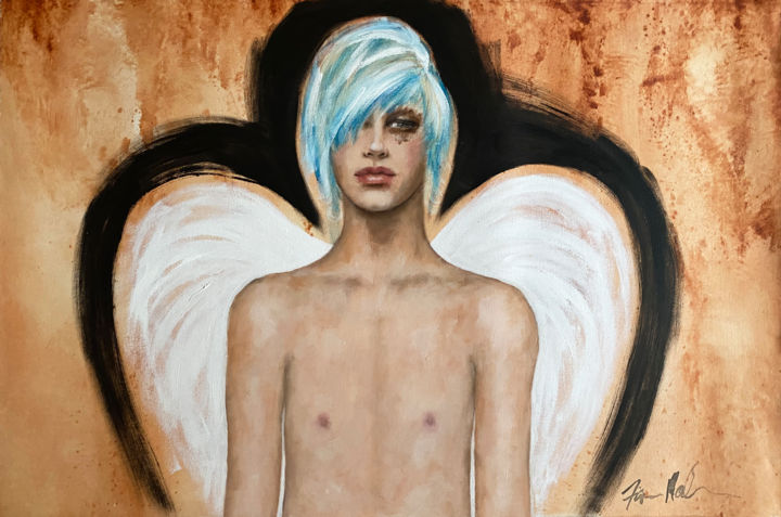 Painting titled "The Angel" by Fiona Maclean, Original Artwork, Oil