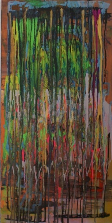 Painting titled "Cascata di colore" by Fiore, Original Artwork, Acrylic