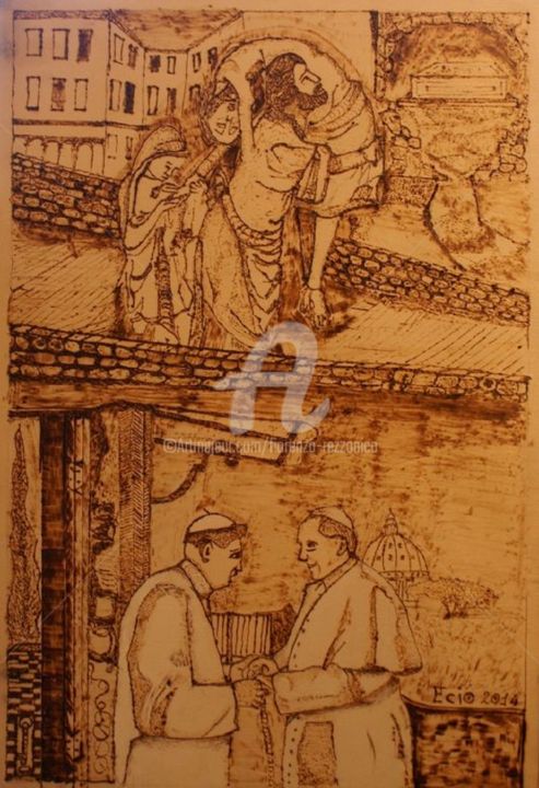 Incisioni, stampe intitolato "6-pirografia.jpg" da Fiore, Opera d'arte originale, Xilografia