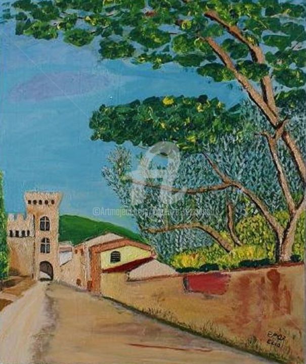 Pittura intitolato "Castello 50 x 70 Te…" da Fiore, Opera d'arte originale, Acrilico