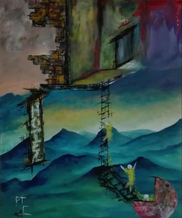 Malerei mit dem Titel "Hotel X" von Acapel Art, Original-Kunstwerk, Öl
