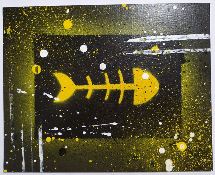 Painting titled "2/3 noir" by Fish, Original Artwork, Spray paint