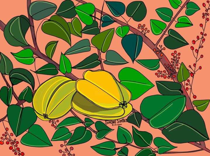 Digital Arts titled "Carambola" by Simone Simões Da Silva, Original Artwork, Digital Painting