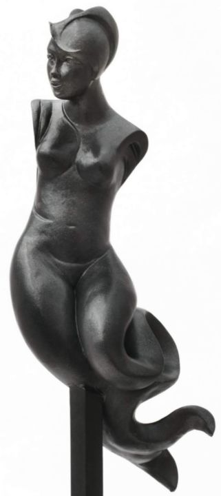 Sculpture intitulée "Sirène" par Jeanine Fitou Valens, Œuvre d'art originale, Résine