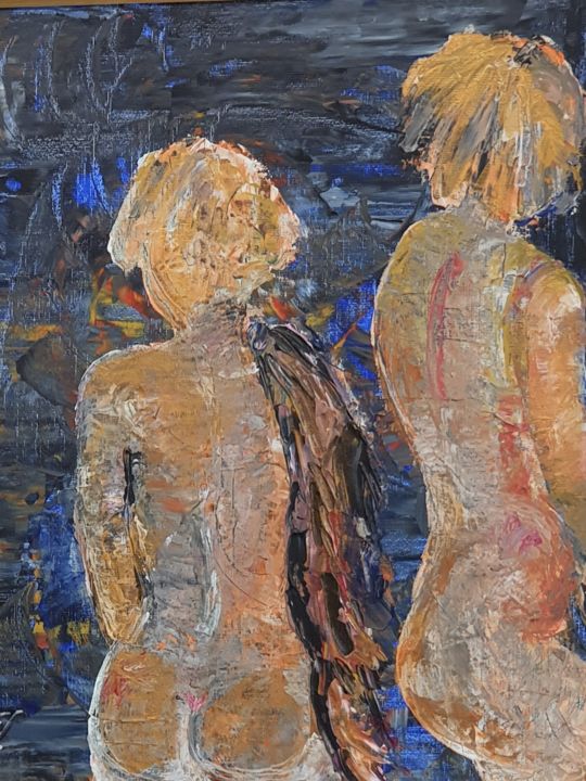 Painting titled "Baigneuses" by Jeanine Fitou Valens, Original Artwork, Acrylic