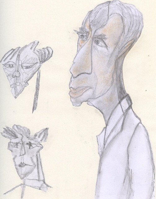 Dessin intitulée "homme et deux têtes" par Fj Chaudet, Œuvre d'art originale