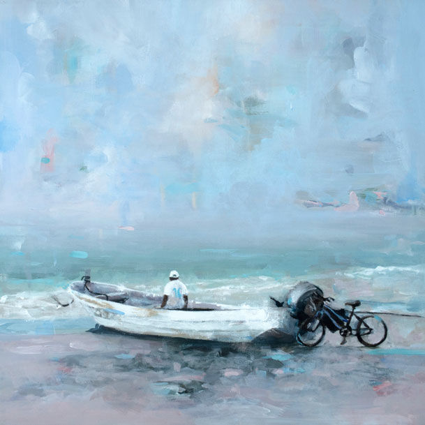 Peinture intitulée "pecheur d'Holbox" par François Jung, Œuvre d'art originale, Acrylique