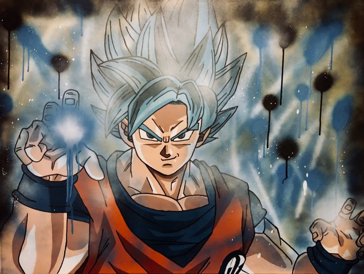 Painting titled "Son Goku Super Saiy…" by Artistic Amsterdam, Original Artwork, Acrylic