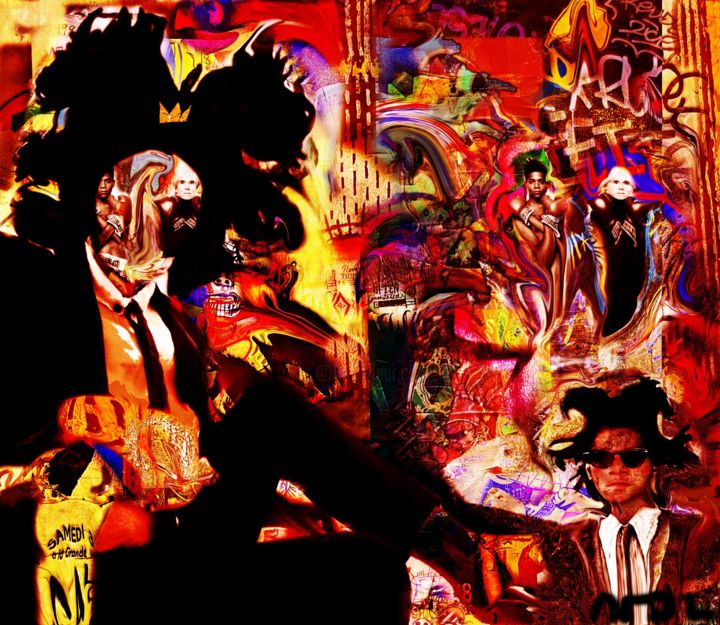 Digital Arts titled "basquiat-tribute" by Atdl, Original Artwork, Digital Painting