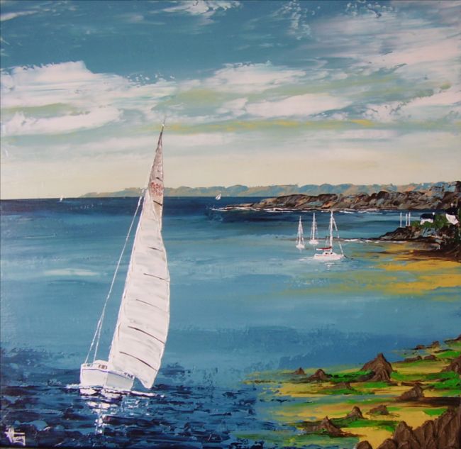 Painting titled "Regate en Bretagne" by Flasi, Original Artwork