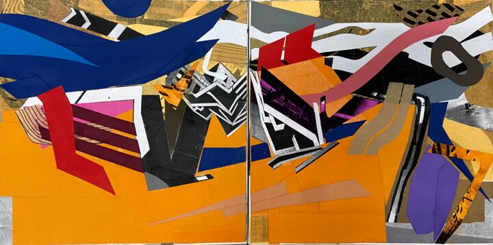 Collages intitolato "Chaos" da Flavia Sueng, Opera d'arte originale, Collages Montato su Telaio per barella in legno