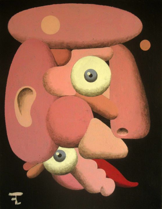 Painting titled "Face à l'absurde" by Flavien Couche, Original Artwork, Acrylic Mounted on Wood Stretcher frame
