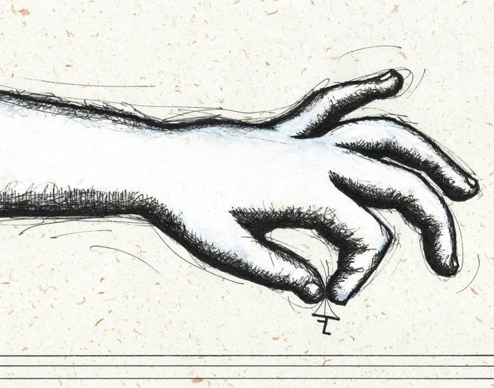 Drawing titled "La délicatesse 1" by Flavien Couche, Original Artwork, Ink
