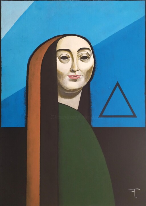 Peinture intitulée "Femme au triangle,…" par Flavien Couche, Œuvre d'art originale, Acrylique Monté sur Châssis en bois