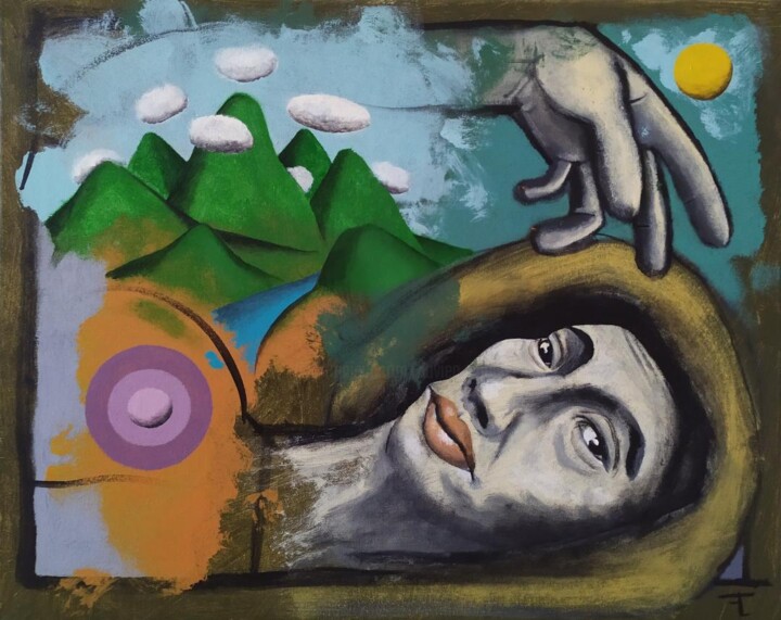 Картина под названием "L'abri" - Flavien Couche, Подлинное произведение искусства, Акрил Установлен на Деревянная рама для н…
