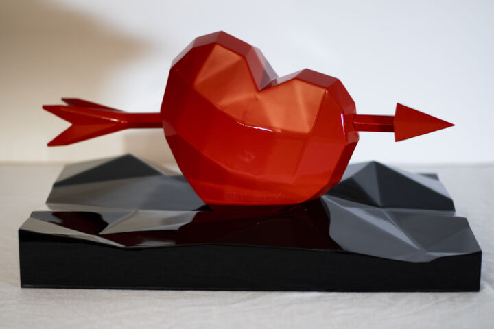 Sculpture intitulée "Red Love" par Flavien Mandon, Œuvre d'art originale, Résine