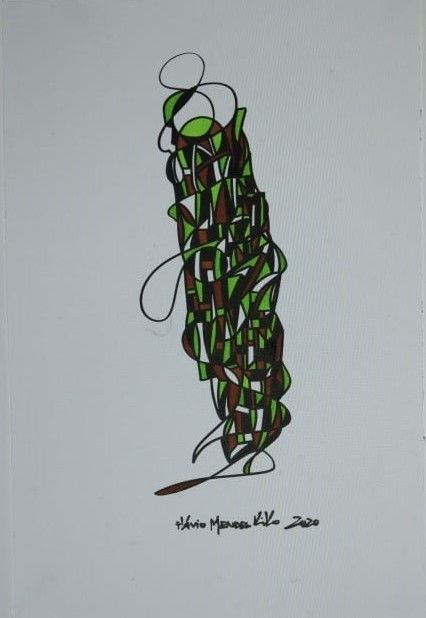 Dessin intitulée "FEMME Paisible" par Flavio Mendes Kiko, Œuvre d'art originale, Acrylique