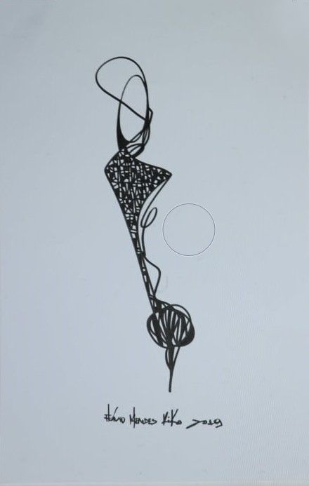 Drawing titled "FEMME jouant du pia…" by Flavio Mendes Kiko, Original Artwork, Acrylic