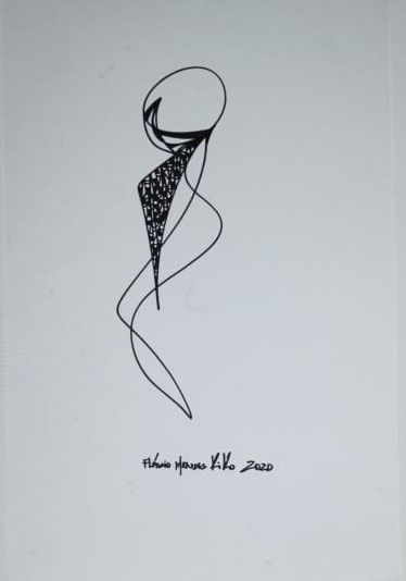Zeichnungen mit dem Titel "FEMME allant à la p…" von Flavio Mendes Kiko, Original-Kunstwerk, Acryl
