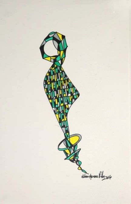 Zeichnungen mit dem Titel "FEMME Joyeuse" von Flavio Mendes Kiko, Original-Kunstwerk, Acryl
