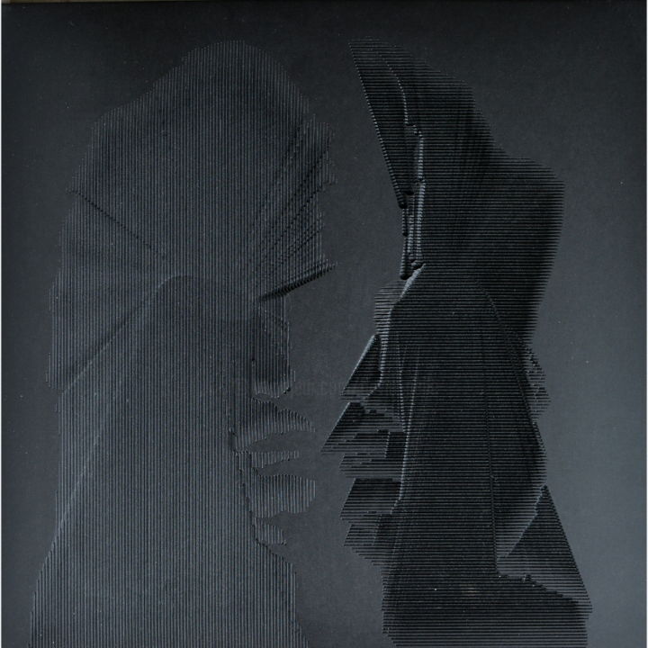 Scultura intitolato "identità perduta" da Flavio Pellegrini, Opera d'arte originale, Legno