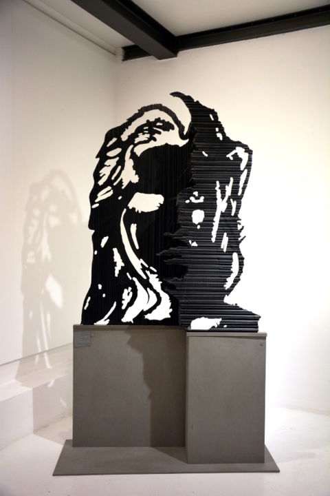 Sculptuur getiteld "Dissociazione" door Flavio Pellegrini, Origineel Kunstwerk, Hout