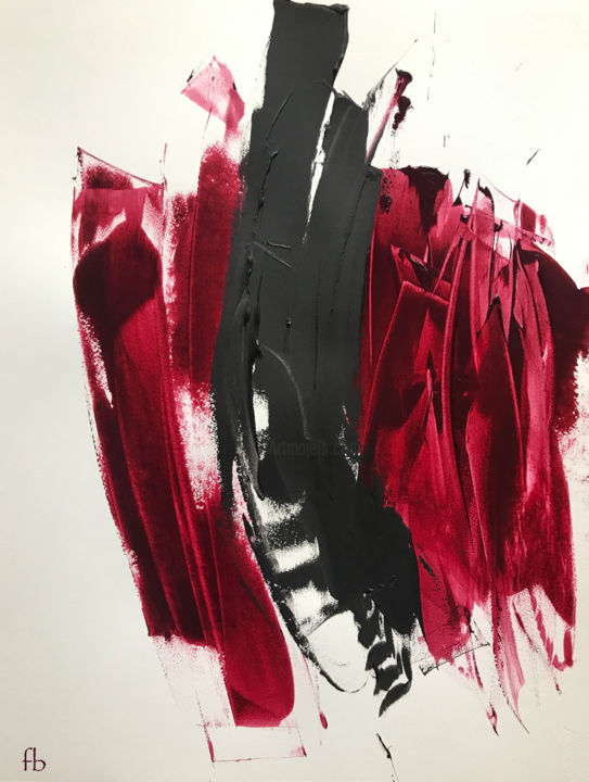 Peinture intitulée "Le rouge et le noir" par Florence Barre, Œuvre d'art originale, Acrylique Monté sur Aluminium