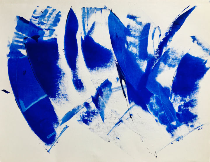 Pintura titulada "Blue waves" por Florence Barre, Obra de arte original, Acrílico Montado en Otro panel rígido