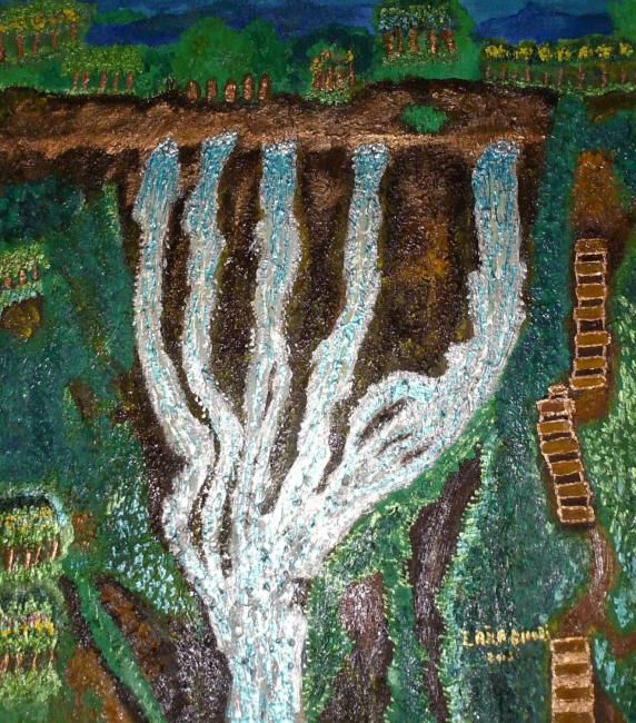 Painting titled "la cascade" by Laila Diouri, Original Artwork, Oil