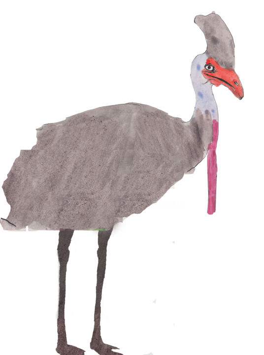 Digitale Kunst mit dem Titel "Cassowary" von Fleur Elise Noble, Original-Kunstwerk, Digitale Malerei