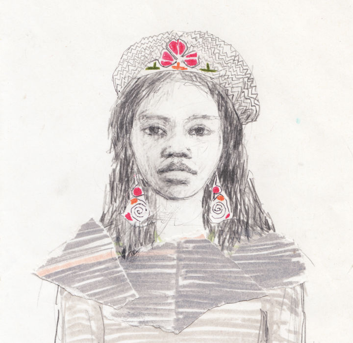 Desenho intitulada "Girl" por Fleur Elise Noble, Obras de arte originais, Lápis