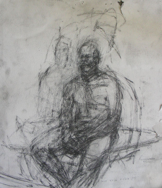 Disegno intitolato "Man Sitting" da Fleur Elise Noble, Opera d'arte originale, Matita