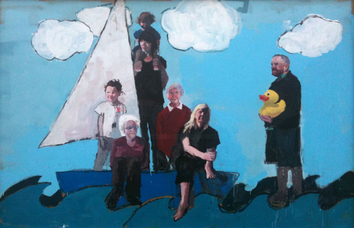 「People on a Boat」というタイトルの絵画 Fleur Elise Nobleによって, オリジナルのアートワーク, アクリル